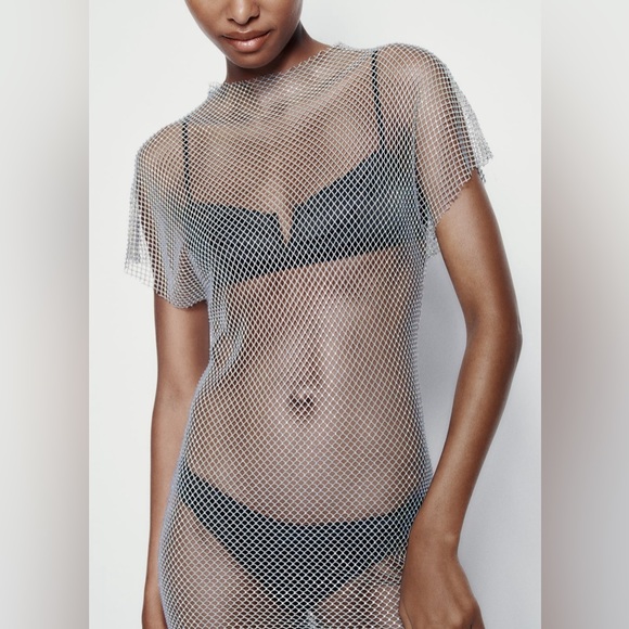 RHINESTONE MESH MIDI DRESS - Picture 4 of 9